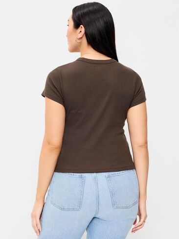 Old Navy Snug Crop T-Shirt - BLACK COFFEE in Saudi Arabia