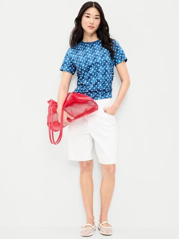 تي شيرت مطبوع برقبة دائرية من Old Navy EveryWear - نجوم باللون الأبيض الداكن in Kuwait