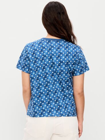 تي شيرت مطبوع برقبة دائرية من Old Navy EveryWear - نجوم باللون الأبيض الداكن in Kuwait