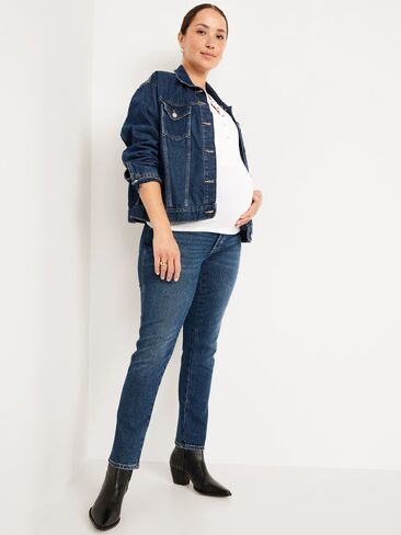 بنطلون جينز Old Navy بجزء كامل من الجينز النحيف للحوامل - لون داكن مغسول in Saudi Arabia