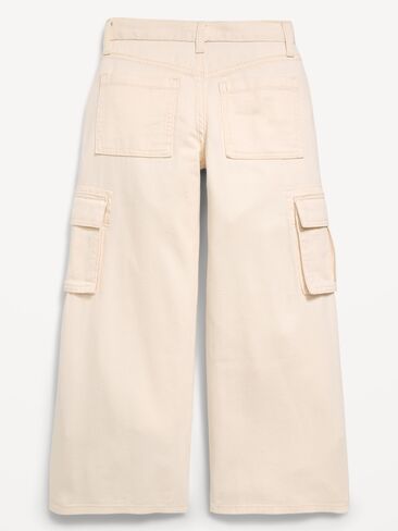 Old Navy Super Baggy Wide-Leg Cargo Twill Pants for Girls - Creme De La Creme in Saudi Arabia