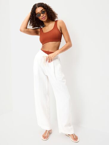 بلوزة سباحة مضلعة برقبة واسعة من Old Navy - RUSSET MOON in Kuwait