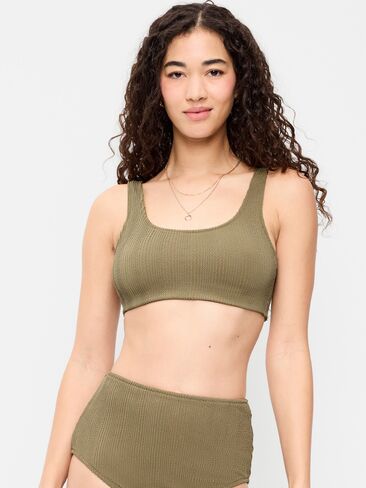 Old Navy Ribbed Scoop-Neck Swim Top - KOMBU in Saudi Arabia