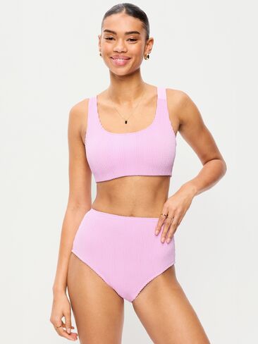 Old Navy Ribbed Scoop-Neck Swim Top - WILD ASTER in Saudi Arabia