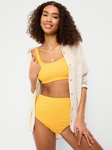 Old Navy High-Waisted Ribbed Bikini Swim Bottoms - Golden Yarrow in Saudi Arabia