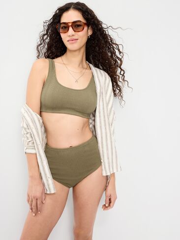 Old Navy High-Waisted Ribbed Bikini Swim Bottoms - KOMBU in Saudi Arabia
