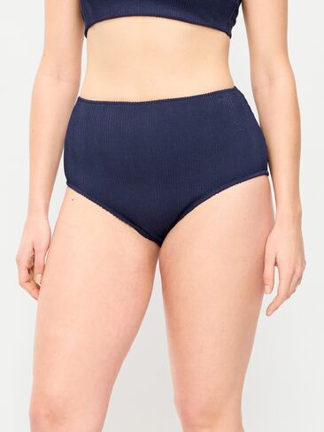 قطعة سفلية بيكيني مضلعة عالية الخصر من Old Navy - Lost at Sea Navy in Saudi Arabia