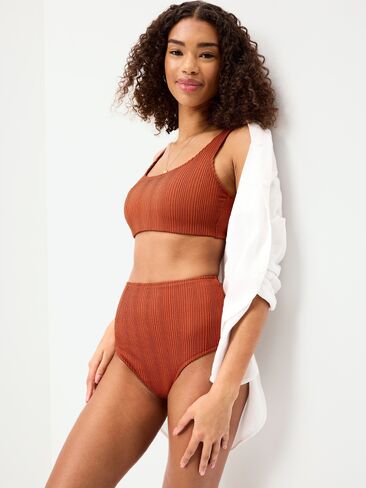 قطعة سفلية بيكيني مضلعة عالية الخصر من Old Navy - RUSSET MOON in Saudi Arabia