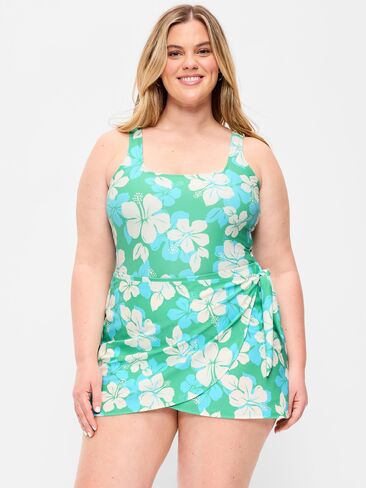 Old Navy Matte Side-Tie Swim Dress - Cool Hibiscus in Saudi Arabia