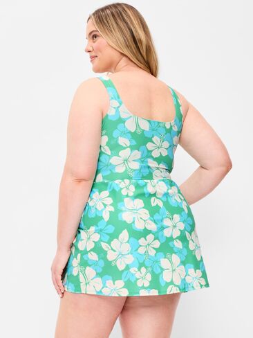 Old Navy Matte Side-Tie Swim Dress - Cool Hibiscus in Saudi Arabia