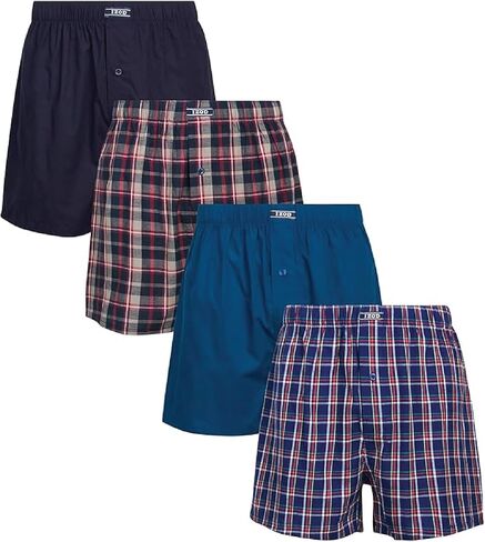 IZOD Mens Boxer Shorts - 4 Pack Breathable Cotton Woven 4" Inseam Boxers for Men - Loose Fit Mens Underwear with Button Fly in Saudi Arabia
