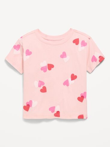 Old Navy Printed Short-Sleeve T-Shirt for Toddler Girls - Pink Hearts in Kuwait