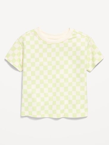 تي شيرت مطبوع بأكمام قصيرة للفتيات الصغيرات من Old Navy - مربع أخضر in Kuwait