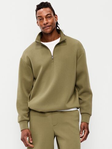 بلوفر Old Navy Bounce Fleece كبير الحجم بسحاب ربعي - KOMBU in Kuwait