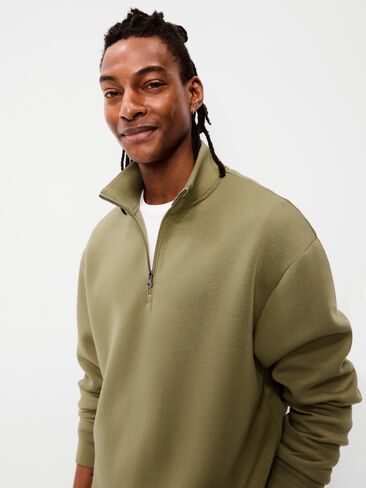 بلوفر Old Navy Bounce Fleece كبير الحجم بسحاب ربعي - KOMBU in Kuwait