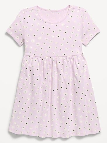 Old Navy Printed Short-Sleeve Dress for Toddler Girls - Purple Daisy in Saudi Arabia