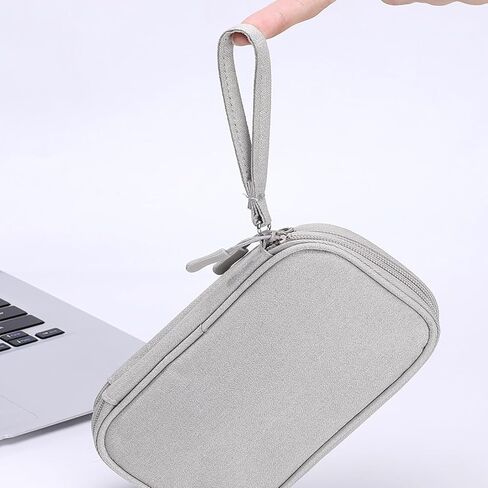 Travel Organizer Bag for Electronics - Waterproof Double Layer Storage Pouch for Charger, Cables, Phone, Earphones, Passport & Small Accessories Navy Blue (Compact & Portable) in Saudi Arabia