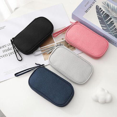 Travel Organizer Bag for Electronics - Waterproof Double Layer Storage Pouch for Charger, Cables, Phone, Earphones, Passport & Small Accessories Navy Blue (Compact & Portable) in Saudi Arabia