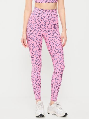 Old Navy Extra-High Waisted PowerSoft Boundless 7/8 Pocket Leggings – No Front Seam - Pink Floral in Saudi Arabia