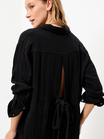 Old Navy Open-Back Crinkle Gauze Button-Down Shirt - Black Jack in Saudi Arabia