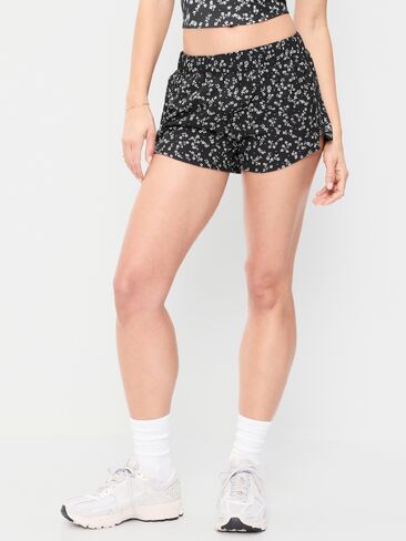 Old Navy Mid-Rise StretchTech Run Shorts -- 3-inch inseam - Black Floral in Saudi Arabia