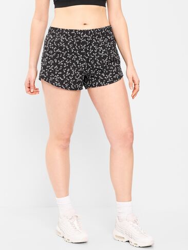 Old Navy Mid-Rise StretchTech Run Shorts -- 3-inch inseam - Black Floral in Saudi Arabia