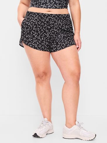 Old Navy Mid-Rise StretchTech Run Shorts -- 3-inch inseam - Black Floral in Saudi Arabia
