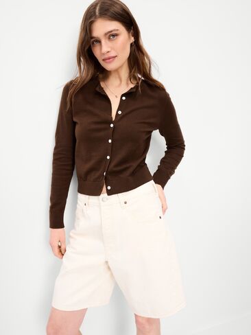 Old Navy SoSoft Lite Cropped Crew-Neck Cardigan - Earthen in Saudi Arabia