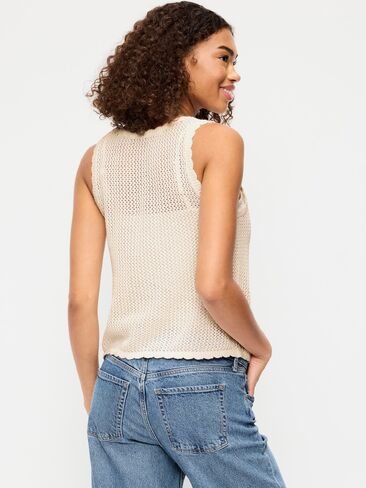 Old Navy Sleeveless Seaside Cotton Crochet Tank Top - Sea Salt in Saudi Arabia
