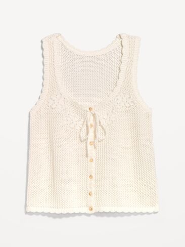 Old Navy Sleeveless Seaside Cotton Crochet Tank Top - Sea Salt in Saudi Arabia