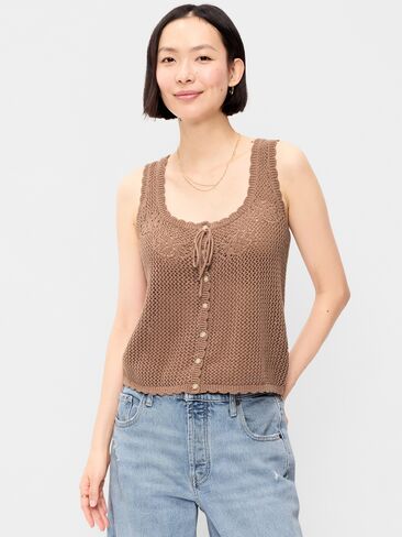 Old Navy Sleeveless Seaside Cotton Crochet Tank Top - Driftwood in Saudi Arabia