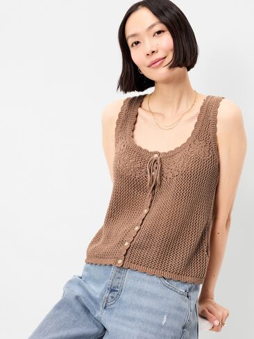 Old Navy Sleeveless Seaside Cotton Crochet Tank Top - Driftwood in Saudi Arabia