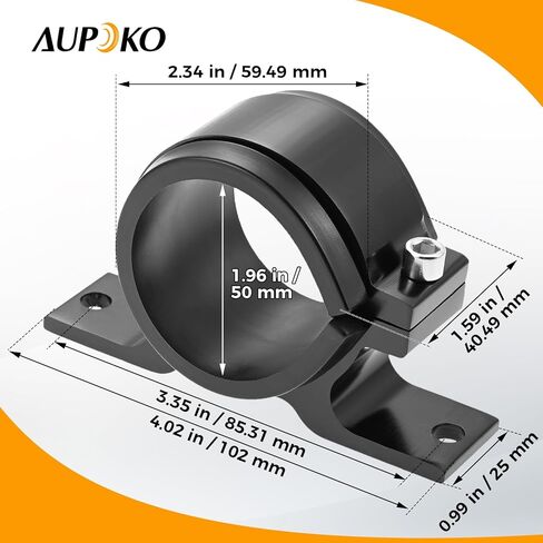 Aupoko 60mm Fule Filter Bracket ، حامل مشبك مضخة الوقود ، وزيت السيارة العالمي/الوقود/غاز مضخات غاز (قوس أسود ، 50 مم ، سبائك الألومنيوم ، 2pcs) in Kuwait