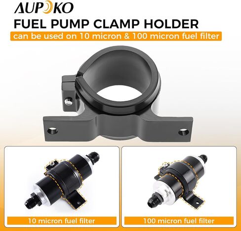 Aupoko 60mm Fule Filter Bracket ، حامل مشبك مضخة الوقود ، وزيت السيارة العالمي/الوقود/غاز مضخات غاز (قوس أسود ، 50 مم ، سبائك الألومنيوم ، 2pcs) in Kuwait
