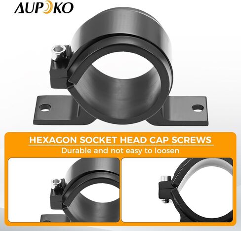 Aupoko 60mm Fule Filter Bracket ، حامل مشبك مضخة الوقود ، وزيت السيارة العالمي/الوقود/غاز مضخات غاز (قوس أسود ، 50 مم ، سبائك الألومنيوم ، 2pcs) in Kuwait