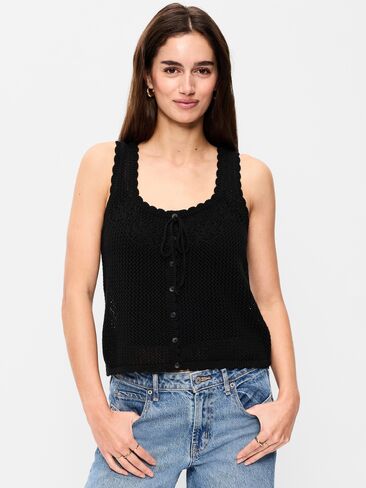 Old Navy Sleeveless Seaside Cotton Crochet Tank Top - Black Jack in Saudi Arabia