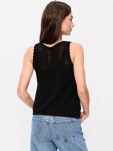 Old Navy Sleeveless Seaside Cotton Crochet Tank Top - Black Jack in Saudi Arabia