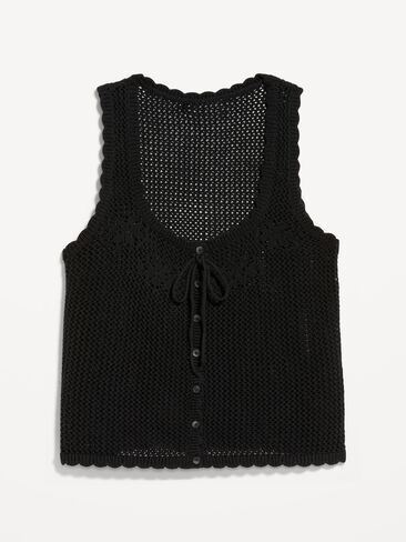Old Navy Sleeveless Seaside Cotton Crochet Tank Top - Black Jack in Saudi Arabia