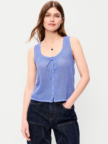 بلوزة بدون أكمام من القطن الكروشيه بدون أكمام من Old Navy - زهرة الكتان in Saudi Arabia