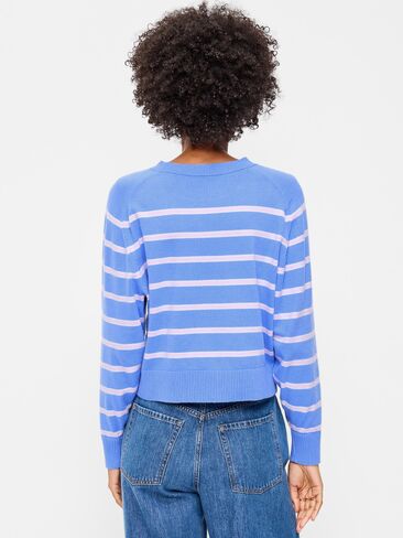 Old Navy SoSoft Lite Cropped Crew-Neck Sweater - Blue Multi Stripe in Saudi Arabia