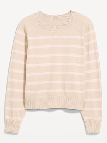 Old Navy SoSoft Lite Cropped Crew-Neck Sweater - Pink Stripe in Saudi Arabia