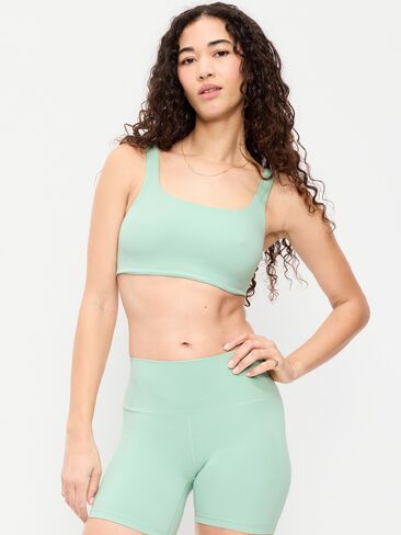 Old Navy Light Support StudioSmooth Square-Neck Sports Bra - Enchant Mint in Saudi Arabia