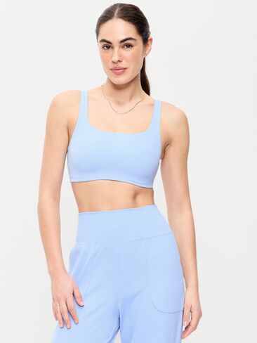 Old Navy Light Support StudioSmooth Square-Neck Sports Bra - Monet Blue in Saudi Arabia