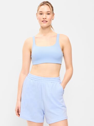 Old Navy Light Support StudioSmooth Square-Neck Sports Bra - Monet Blue in Saudi Arabia