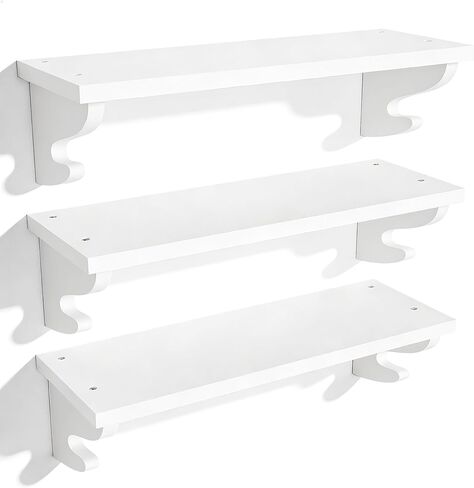 Alsonerbay Wood Floating Shelves for Wall 3 Pack, 17 inch Rustic Wall Shelves with Hook, Decorative Hanging Shelves for Bedroom Living Room Nursery Office and More Light Walnut in Kuwait