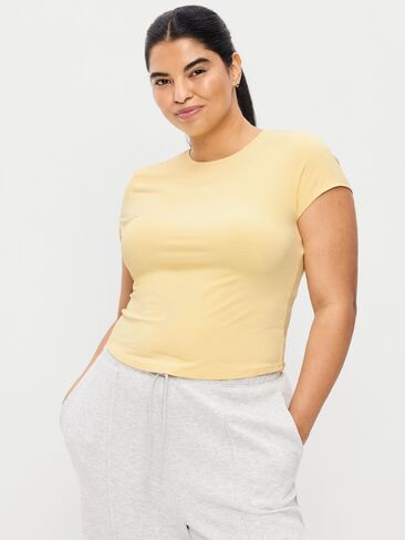 Old Navy StudioSmooth Short-Sleeve Base Layer Top - Butter Yellow in Saudi Arabia