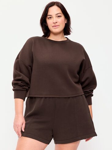 Old Navy Bounce Fleece Crew-Neck Cropped Sweatshirt - Black Coffee in Saudi Arabia