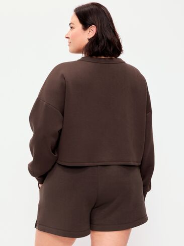 Old Navy Bounce Fleece Crew-Neck Cropped Sweatshirt - Black Coffee in Saudi Arabia
