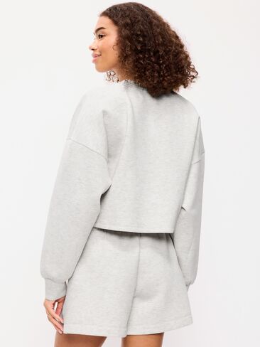 Old Navy Bounce Fleece Crew-Neck Cropped Sweatshirt - Oatmeal in Saudi Arabia