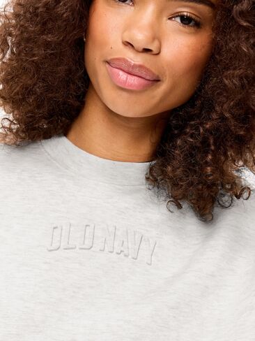 Old Navy Bounce Fleece Crew-Neck Cropped Sweatshirt - Oatmeal in Saudi Arabia